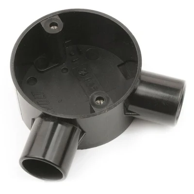 Image of Univolt 2 Way Pvc Angle Box Black 25mm Cb25/Abk