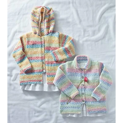 Image of Sirdar Supersoft Aran Rainbow Drops Knitting Pattern 2502 Cardigans