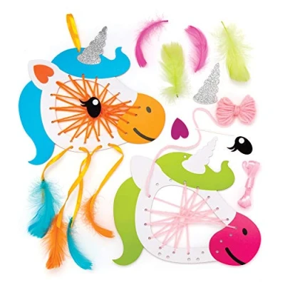 Image of Baker Ross AR976 Unicorn Dreamcatcher Kits — Ideal for Kids&#039; Arts and Crafts, Gifts, Keepsakes More (Pack of 4)