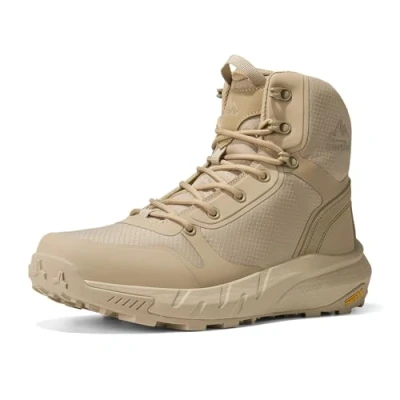 Image of NORTIV 8 Men&#039;s Mid Military Tactical Boot Comfortable Lightweight Boots for Work All Day Side Zipper Motorcycle Combat Boots,Size 11,Sand,SNMT241M