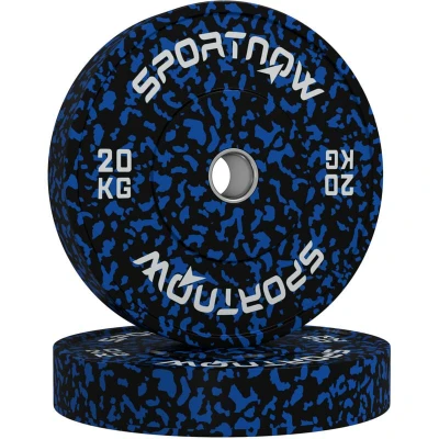 Image of SPORTNOW Olympic Weight Plates Set, Solid Rubber Bumper Weights Discs with 2&quot;/5cm Holes, for Home Gym Lifting Strength Training, 2 x 20kg