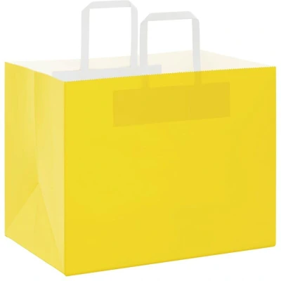 Image of vidaXL Paper Bags 50 pcs with Handles Yellow 32x22x24 cm