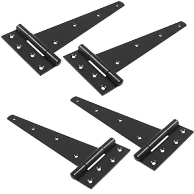 Image of 2X Pairs of Black 14&quot;/350mm Heavy Duty Tee Hinges Long Gate/Shed/Door T