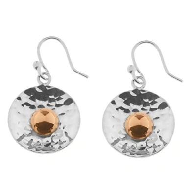 Image of Tianguis Jackson Copper &amp; Sterling Silver Hammered disc drop earrings