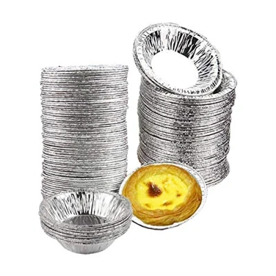 Image of 100 pcs Foil Trays Muffin Cases Bun Tin Pie Cake Tins Mini Egg Tart Small Dishes Foils Pastry Dish Aluminium Mold Cups