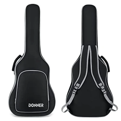 Image of Donner Acoustic Guitar Gig Bag 40/41 Inch, 5mm Thickness Backpack Soft Solid Case with Adjustable Straps, Water Resistant Nonwovens Interior Thicken Sponge Pad Pocket, Black