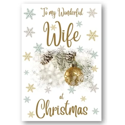 Image of Second Ave Wife Christmas Gold Bauble Xmas Holiday Festive Greetings Card