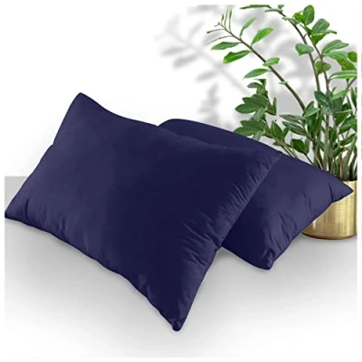 Image of Luxury Housewife Percale Pillow Cases 2 Pack, Super Soft Cozy Plain Dyed Pillowcases, Non Iron Polycotton Bedding Case, Navy