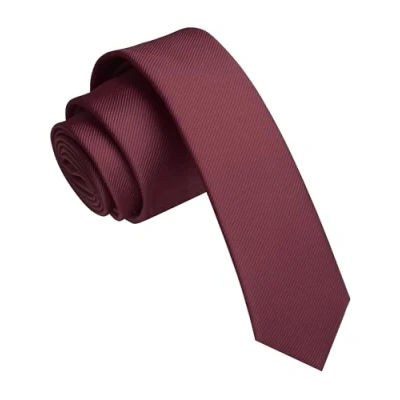 Image of JEMYGINS 1.58&quot; Maroon Skinny Tie Slim Necktie for Men(4cm) (11)