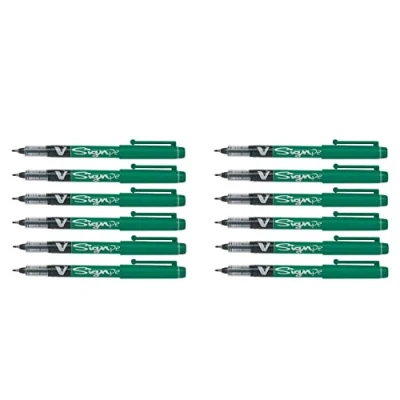 Image of Pilot V Sign Pen Liquid Ink 2.0 mm Tip Green, Box of 12