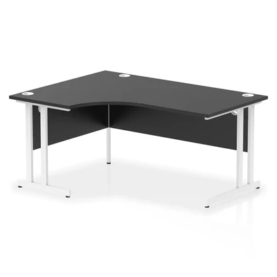 Image of Impulse 1600 RH Crescent Desk Black Top White Cantilever Leg
