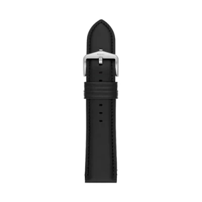 Image of Fossil S241098 Men&#039;s 24 mm LiteHide Leather Black Watch Strap, Black, mm, Casual