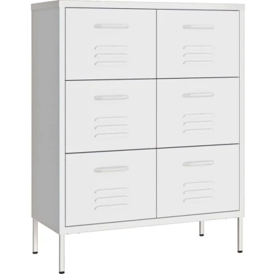 Image of vidaXL Drawer Cabinet White 80x35x101.5 cm Steel