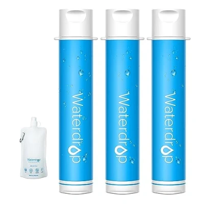Image of Waterdrop Water Filter Camping, 0.1 Micron Filtration System, 3 Pack Outdoor Drinking Purifier for Emergency Hiking Travel