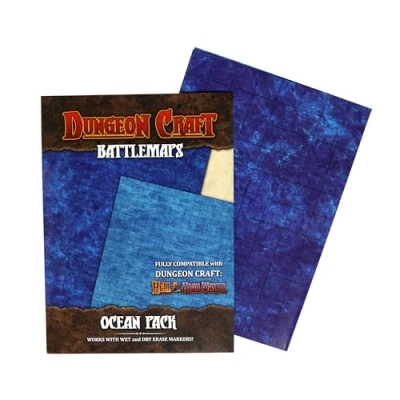 Image of DUNGEON CRAFT Battlemaps Board Game, Battle Mat for Dungeons and Dragons, Double Sided Gloss Laminated DND Mat, Wet Dry Erase Board, Table Top Games (Ocean Pack, 24&quot;x33&quot;/1&quot; Grid)