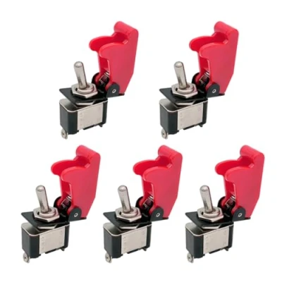 Image of Mintice 5 x 12 V 20 A Red Cover Rocker Switch SPST ON/OFF Car 2 Pin