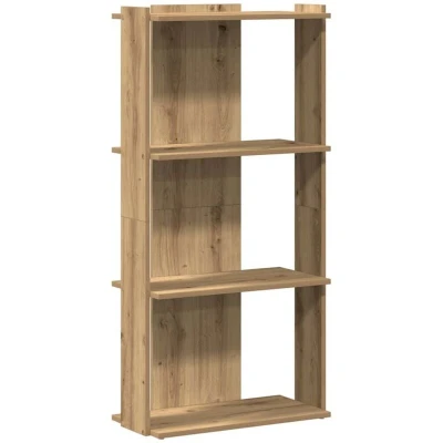 Image of vidaXL 3 tier bookcase oak finish engineered wood 60x30x120 cm living room/office/bedroom