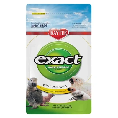 Image of Kaytee Exact Hand Feeding Pet Bird Baby Food For Parrots, Parakeets, Lovebirds, Cockatiels, Conures, Cockatoos, and Macaws, 5 Pound
