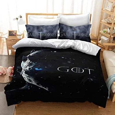 Image of CHAOSE King Bedding Duvet Cover Set Game of Thrones 3 Piece Microfiber Comforter Quilt and 2 Pillow Shams for Men Women (Style 04,Single(135x200cm))