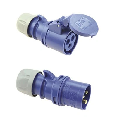 Image of PCE Shark IP44 CEE 16A 3P Blue Set Plug and Coupling 3 Pin Caravan