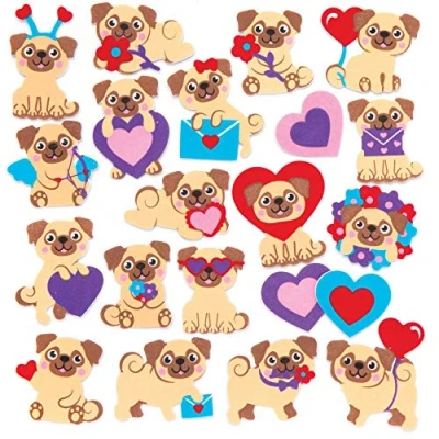 Image of Baker Ross AR973 Heart Pugs Foam Stickers (Pack of 120) Embellishments for Kids Arts and Crafts, Star, Assorted