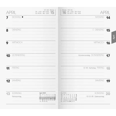 Image of BRUNNEN Weekly Replacement Calendar Model 758 (2025), 1 Page = Week, A6, 80 Pages, White