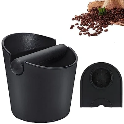 Image of Espresso Coffee Knock Box, Grind Waste Container, Machine Accessories Bin, Shock Absorbent Durable Barista Box for Ground with Tamping Mat