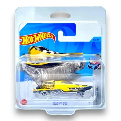 Image of Hot Wheels Mad Splash (Yellow &amp; Black) 6/10 HW Metro 2023 168/250 (Short Card) COMES IN A KLAS CAR KEEPER PROTECTIVE COLLECTORS CASE HKG94