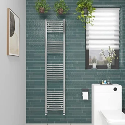 Image of NRG Curved Chrome Bathroom Heated Towel Rail Radiator Central Heating Ladder Rad Warmer 1800x400mm