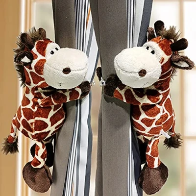 Image of 2Pcs Curtain Tie Back Cartoon Animal Buckle Strap Long Tail Monkey Raccoon Holdbacks Children Room Decoration Accessories Holdback Straps (D)