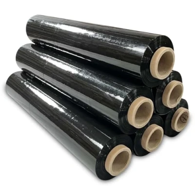 Image of JeeJaan® 6 Rolls Black Pallet Wrap 400mm x 250m 20mu 1.50kg Standard Core Tear Resistant Shrink &amp; Stretch Water Moisture Proof Industrial Cling Film Multi Use Furniture