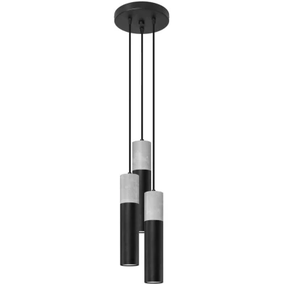 Image of Borgio Cluster Pendant Ceiling Light, Grey, Black, 3x GU10