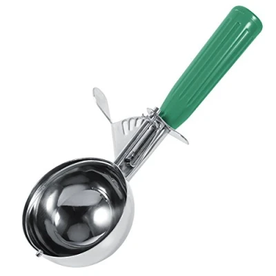 Image of Disher, Non Slip Grips Trigger Food Scoop, Ice Cream Portion Control 9 Different Color Handle &amp; Size, Stainless Steel Restaurantware for Gelato, Cookie Dough, Sorbet, Aqua(6.5CM)