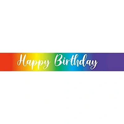 Image of 9ft Banner Rainbow Script Birthday