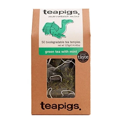 Image of Teapigs Green Tea with Mint Teabags Made Whole Leaves (1 Pack of 50 Bags) Moroccan Loose Leaf Quality Peppermint and
