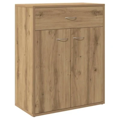 Image of vidaXL Artisan Oak Sideboard 60x30x75 cm Engineered Wood Cabinet with 2 Doors and Drawer Ideal for Living Room, Bedroom, or Office