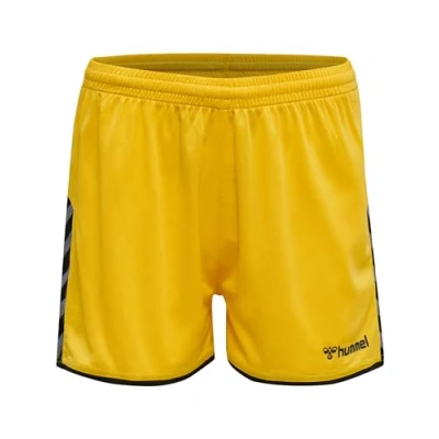 Image of hummel Hmlauthentic Women&#039;s Polyester Shorts, Womens, 204926 5115 S, Sports Yellow/Black, S