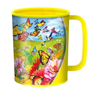 Image of 3D LiveLife Drinking Cup Butter Flutter from Deluxebase. Lenticular Butterfly Plastic Cup. 300ml Cups for Kids with Original Artwork Licensed Renowned Artist, Michael Searle