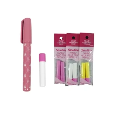 Image of Sewline Riolis Fabric Soluble Glue + Replacement Blue, Yellow and Pink Textile Adhesive