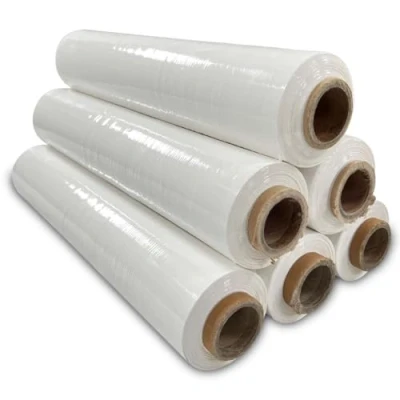 Image of JeeJaan® 6 Rolls of White Pallet Wrap 400mm x 250m 20mu 1.50kg Standard Core Tear Resistant Shrink &amp; Stretch Water Moisture Proof Industrial Cling Film Multi Use Furniture