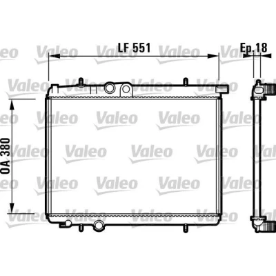 Image of 133038, 1330B3, 1330F8, 1330H5, 1330S6 Engine radiator VALEO 732886 Aluminium 380mm 551mm 18mm Mechanically jointed cooling fins