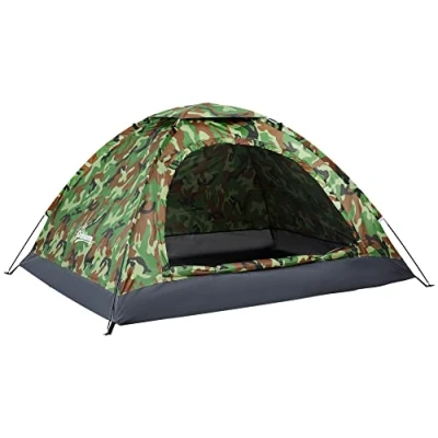 Image of Outsunny 2 Person Camping Tent Camouflage w/Zipped Doors Handy Bag Multicoloured
