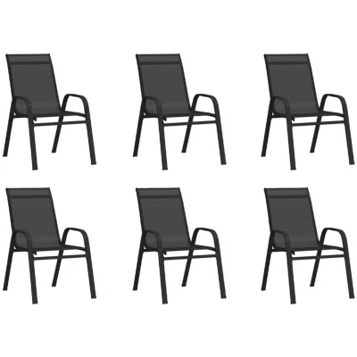 Image of vidaXL Stackable Garden Chairs 6 pcs Black Textilene Fabric