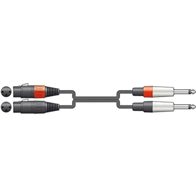 Image of Chord 2 x XLR Female to 6.3mm Mono Jack Plugs Classic Sterero Audio Cable 6.0m