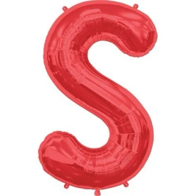 Image of 34&quot; Red Supershape Foil Letter S (Sold Uninflated)