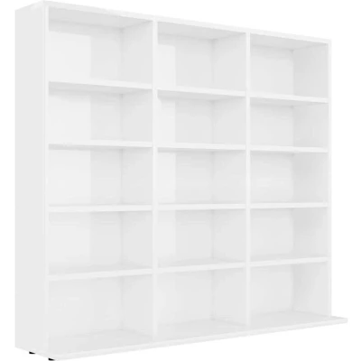 Image of vidaXL High Gloss White CD Cabinet Engineered Wood Storage Shelf Furniture for Living Room, Bedroom, Office