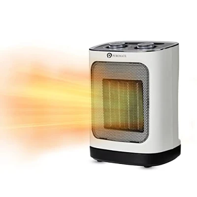 Image of PureMate Ceramic Fan Heater, 1800W Portable Electric Heater with 2 Heat Settings, Space Oscillating, Adjustable Thermostat &amp; Safety Cut Off, Tip Over and Overheat Protection