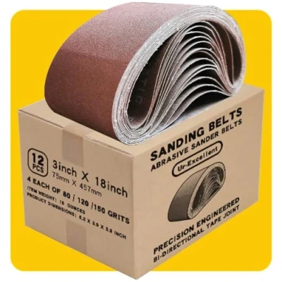 Image of 75mm x 457mm 75mmx457mm Sanding Belt Assorted Pack,12 Pcs(4 Each of 80 120 150 Grits) Aluminum Oxide for Sander