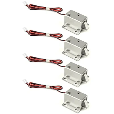 Image of QWORK® Electric Solenoid Lock , DC 12V Slim Design Assembly for Electirc Cabinet Door 4Pcs
