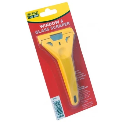 Image of Fit for The Job Window Scraper Glass Paint Quick and Easy Removal of Paint, Adhesive, Stickers More from Glass, UPVC, Wood Metal Surfaces, Sticker Remover Razor